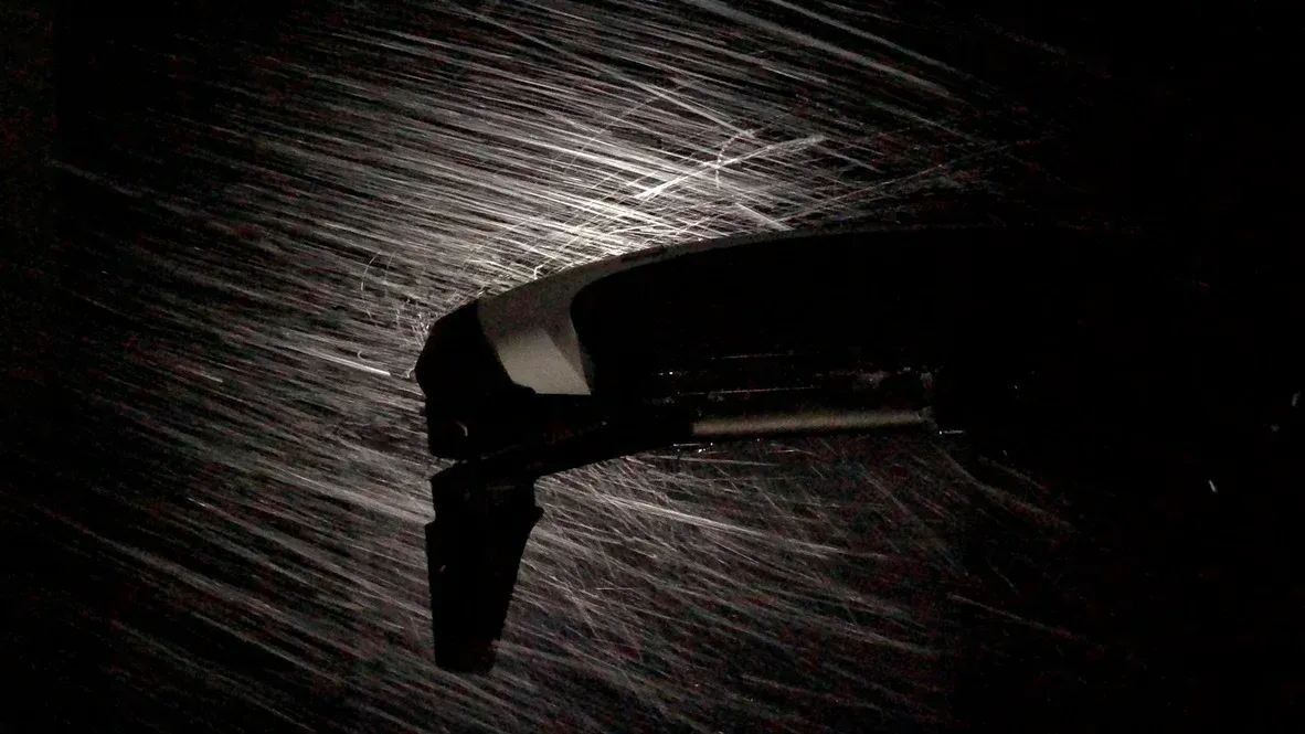 Drone flying in snow conditions in a laboratory environment.